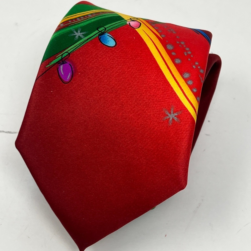 Garcia Capillaries Collection 62 Red Holiday Christmas Lights Neck‎ Tie